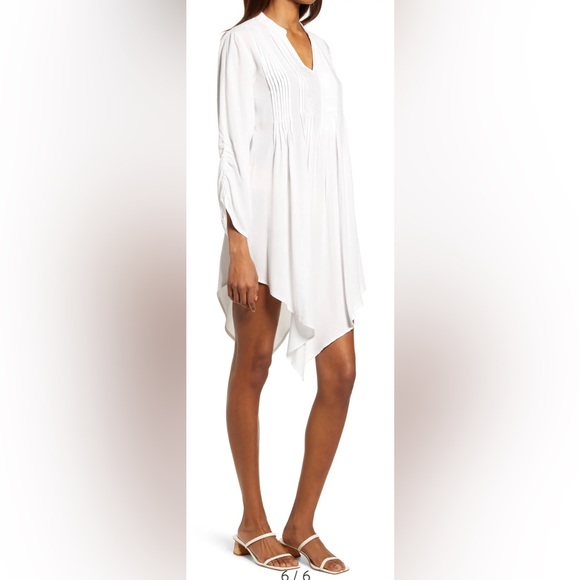 Area Stars Handkerchief Hem White long sleeve mini Dress size small NWT - Picture 4 of 10